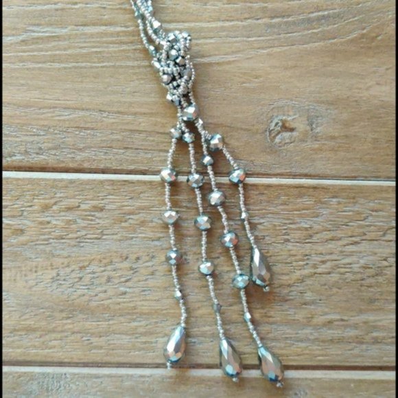 Silver Glass Bead Necklace/Earrings Set - Picture 4 of 7